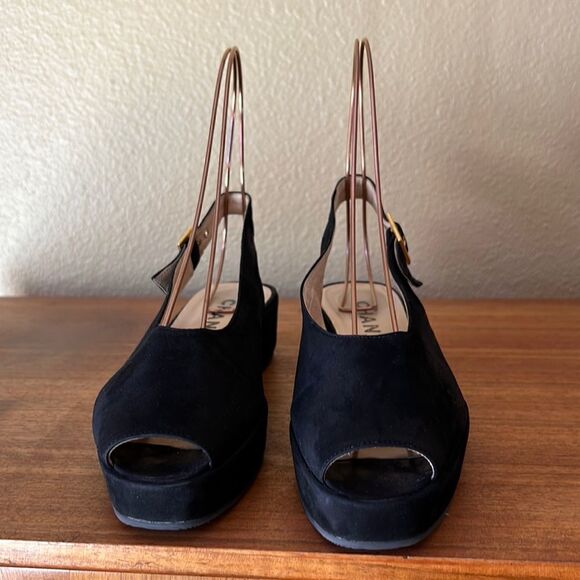 Chantal black suede slingback shoe 7 - Picture 2 of 11